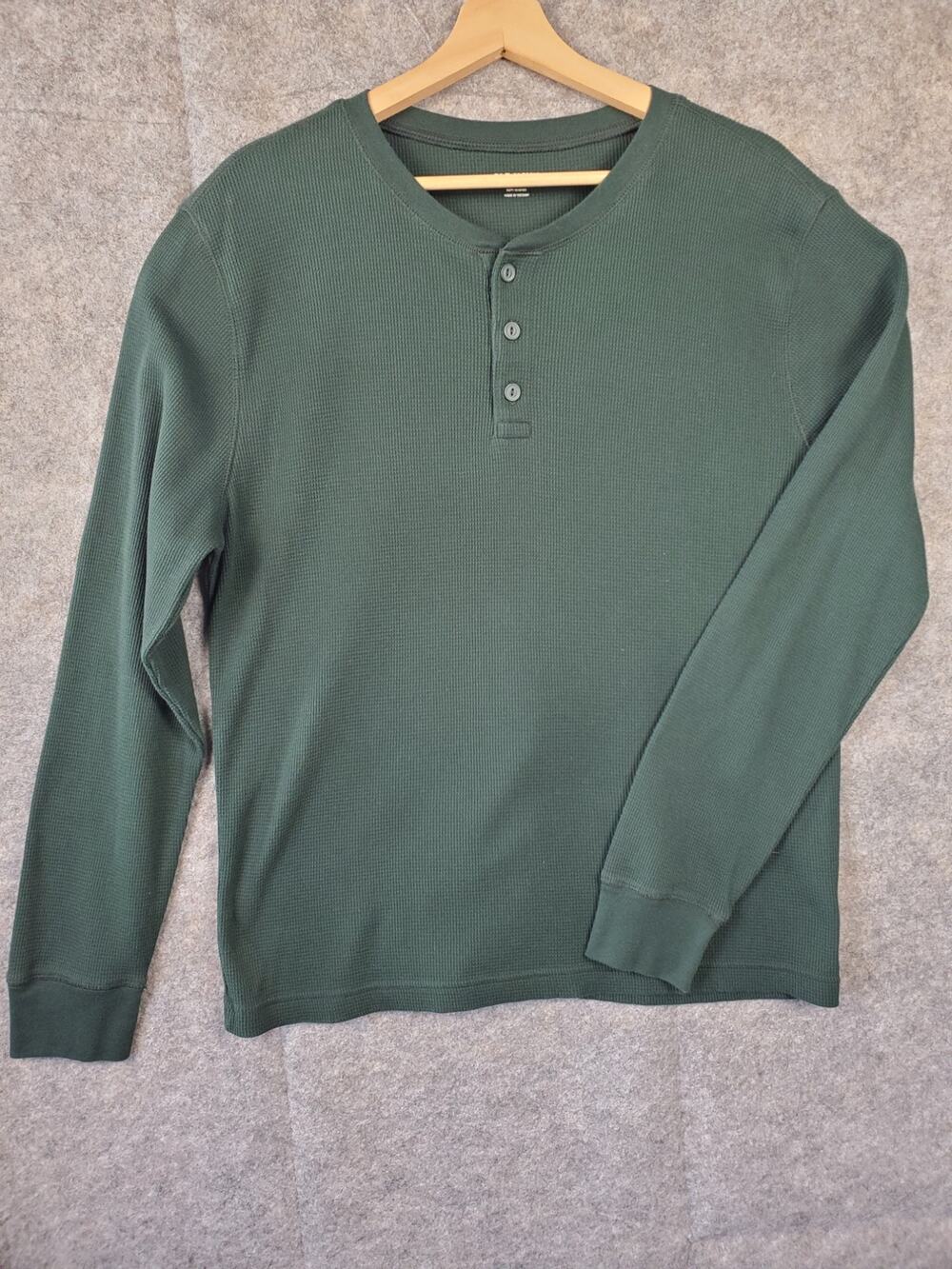 Men's Old Navy Size Large Green Waffle Knit Henley